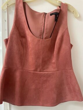 BCBGMaxAzria Dusty Rose Suede Peplum Top
